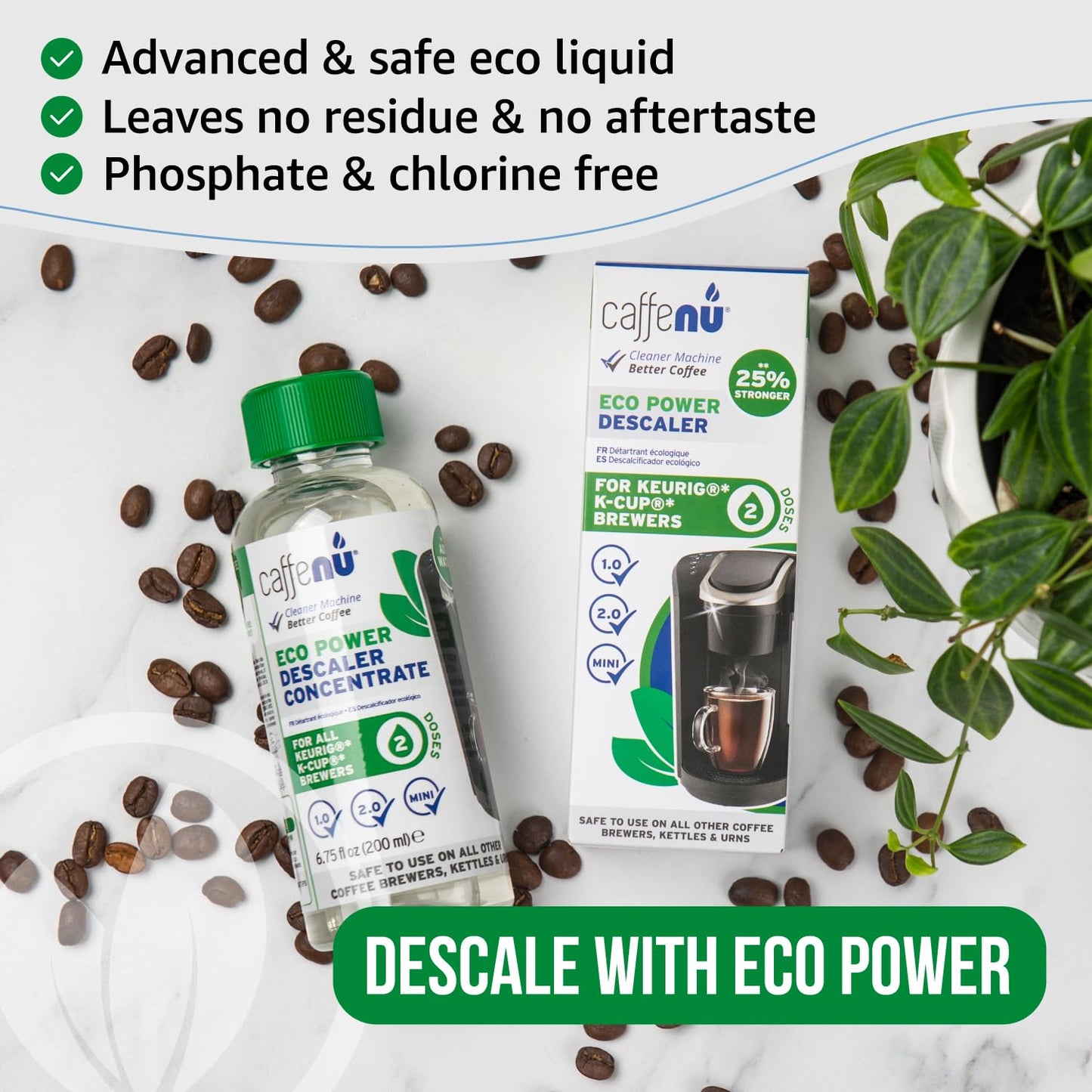 Keurig Compatible Descaling Solution. 1 Bottle of Descaler Solution. Descaling Kit Removes Limescale For Hotter Coffee. 2 Uses Descaler For Keurig Coffee Makers.