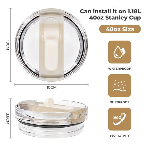 2 Pack 40oz Stanley Cup Lid Replacement - Leakproof Flip Straw Lid & Accessories Kit With 2 Lids, 2 Straws, Straw Brush, Cleaning Pry Tool for Stanley Quencher Tumbler 40oz