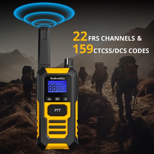 Radioddity HD-1 IP67 Waterproof Floating Heavy Duty Walkie Talkies, Long Range Two Way Radio with 2400mAh Battery, One-Key Group Call, Vibrate Alert, SOS, Dual PTT for Hunting Road Trip, 2 Packs