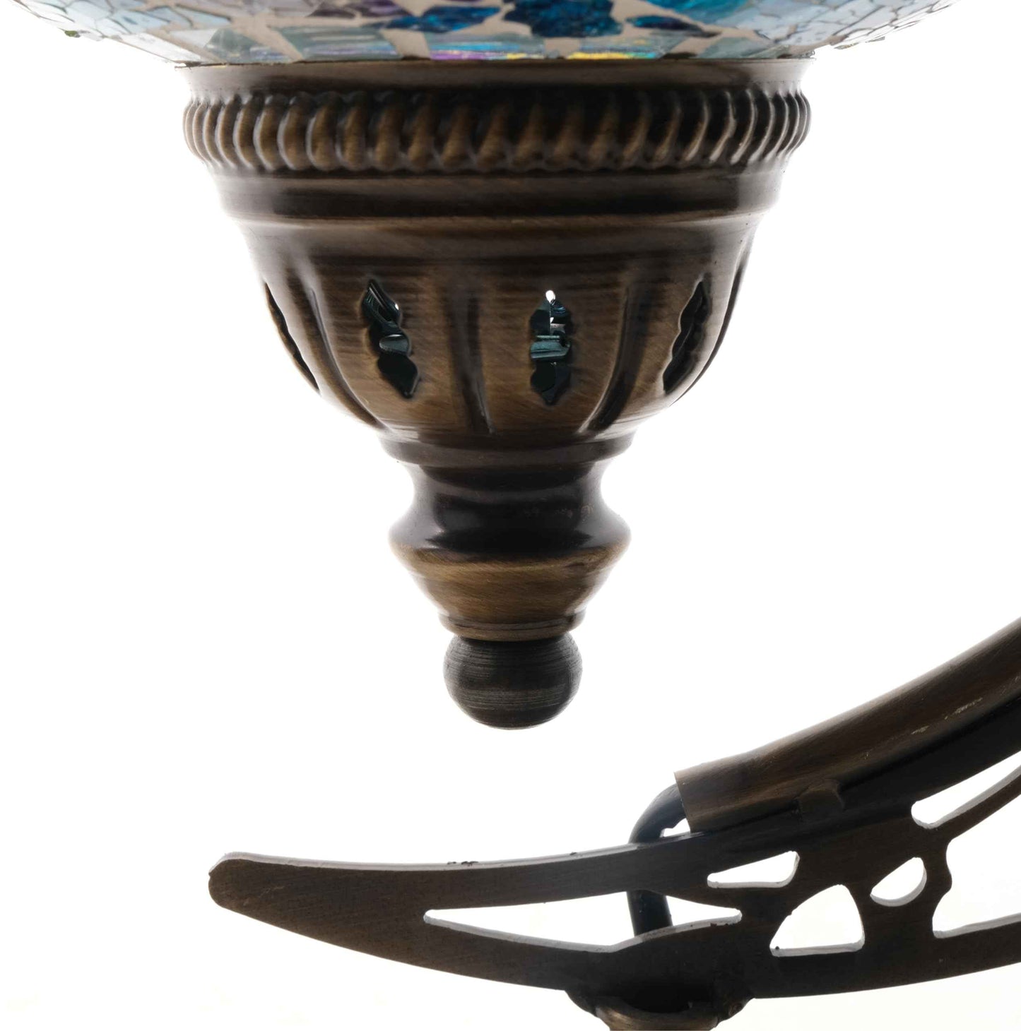 Asylove Turkish Moon Lamp, Mosaic Moroccan Table Lighting, Standing Turkish Lamp, Decor Home Floor Lighting Accessory, Total Dim. 7.5 x 11 x 18 inches (Turquoise)