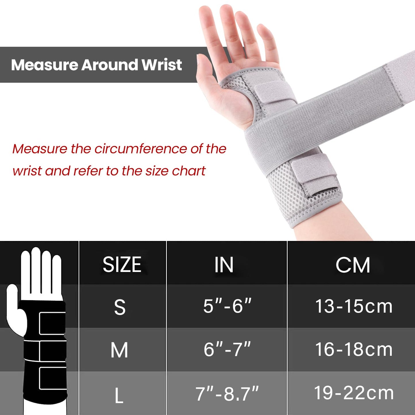 Carpal Tunnel Wrist Brace Night Support with Splints Right Hand, Hand Brace for Arthritis, Tendonitis, Sprain, Injuries, Wrist Pain Relief, Adjustable and Breathable