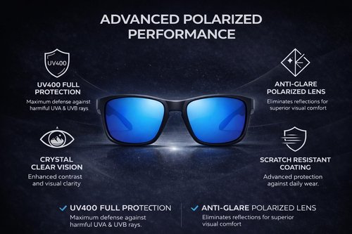 Mens Sunglasses Polarized UV Protection, Sports and Work Glasses for Driving, Running, Fishing, Cycling, Including: 1 Case Zipper, 1 Lens Pouch, 1 Cleaning Cloth, 1 Polarized Test Card.