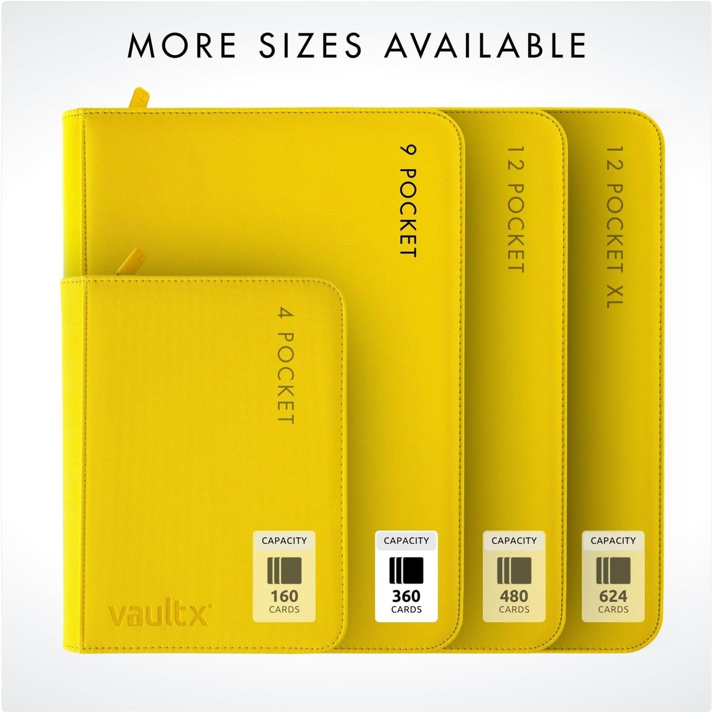 Vault X 9 Pocket Trading Card Zip Binder - Premium Exo-Tec Material, Holds 360 Cards, Yellow