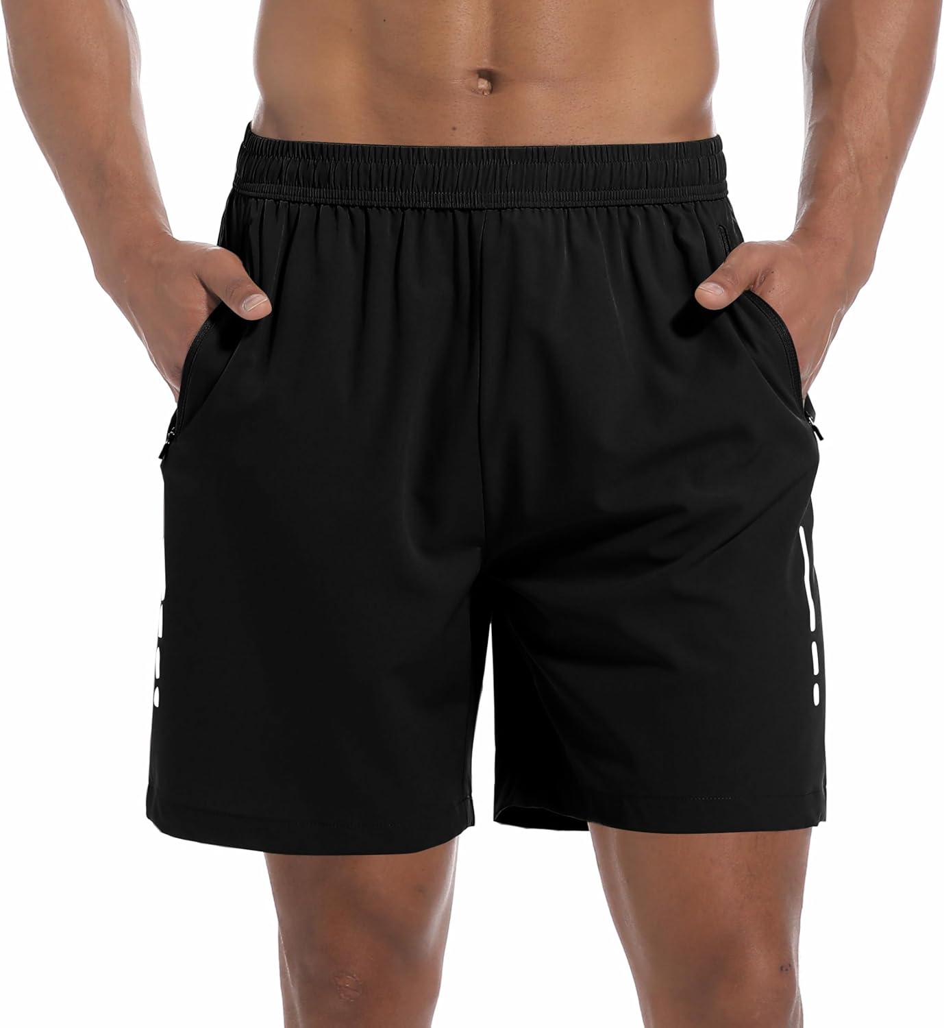 Skiennix Men's Athletic Gym Shorts - Lightweight Quick-Dry 7" Running Shorts with 3 Zipper Pockets