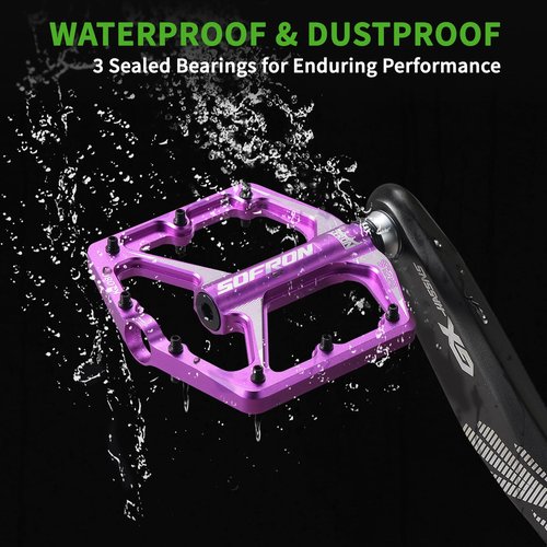 SOFRON MTB Bike Pedals, Lightweight Bicycle Pedals for BMX/MTB -Universal Lightweight Aluminum Alloy Platform Pedal, Purple