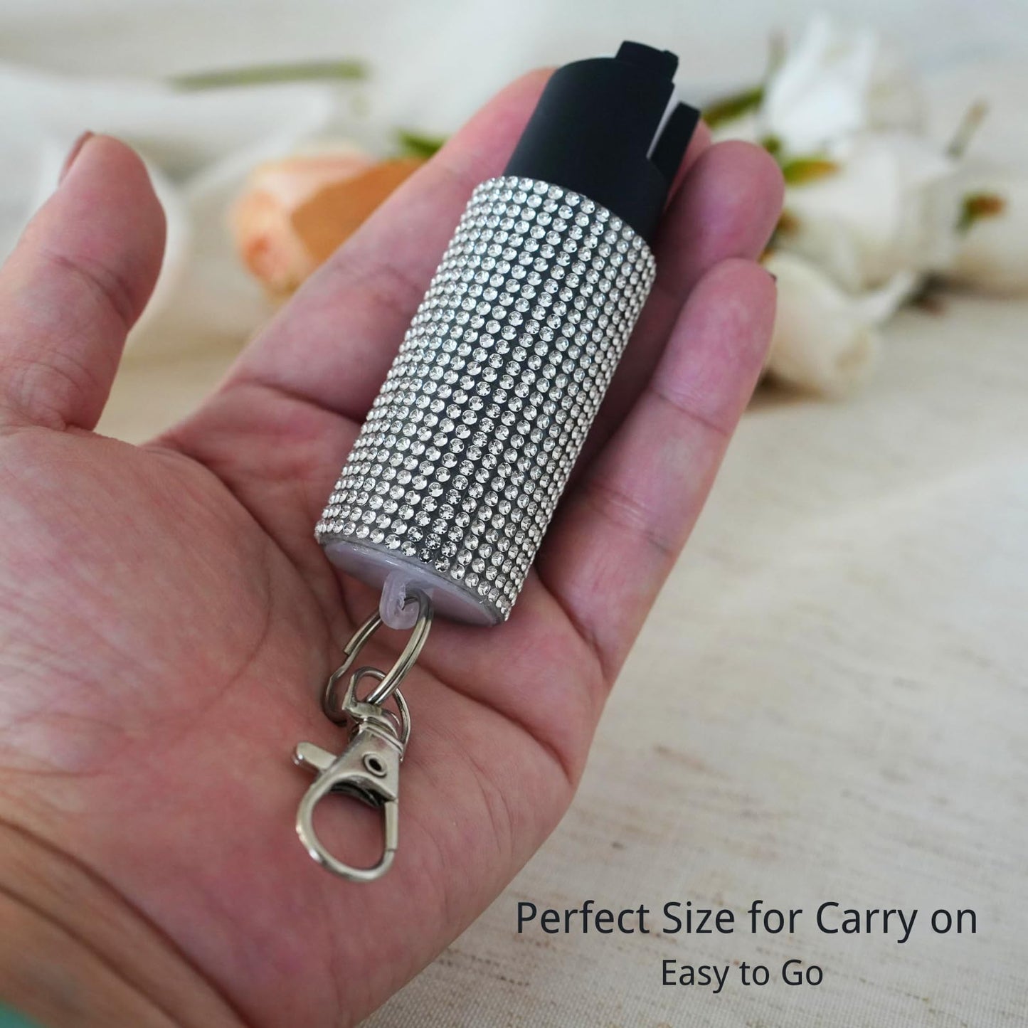 Cute Mini Bling Pepper Spray Keychain for Women - Lightweight, Easy-to-use Safety Twist Top for Quick Release Fashion Keychain Accessory for Personal Protection (Bling Bling)