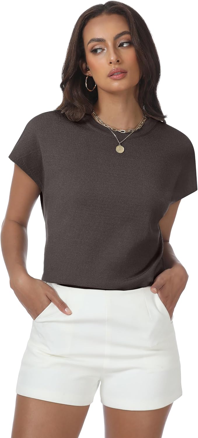 Skiennix Women's Summer Sweater - Short Sleeve Casual Top for Beach Vacations | Stylish & Comfortable