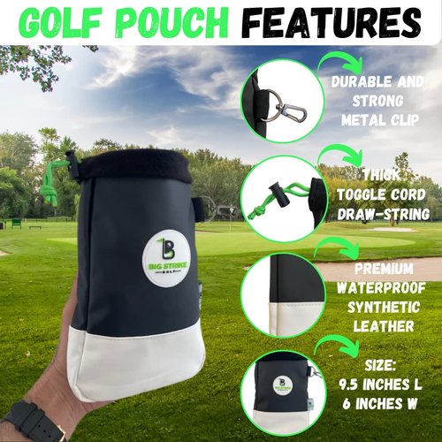 Big Strike Golf - Golf Pouch and 10 Magnetic Ball Markers. Bright, Fun Colorful Ball Markers. Golf Accessories Top Pick. (Golf Pouch + 10 Magnetic Ball Markers)