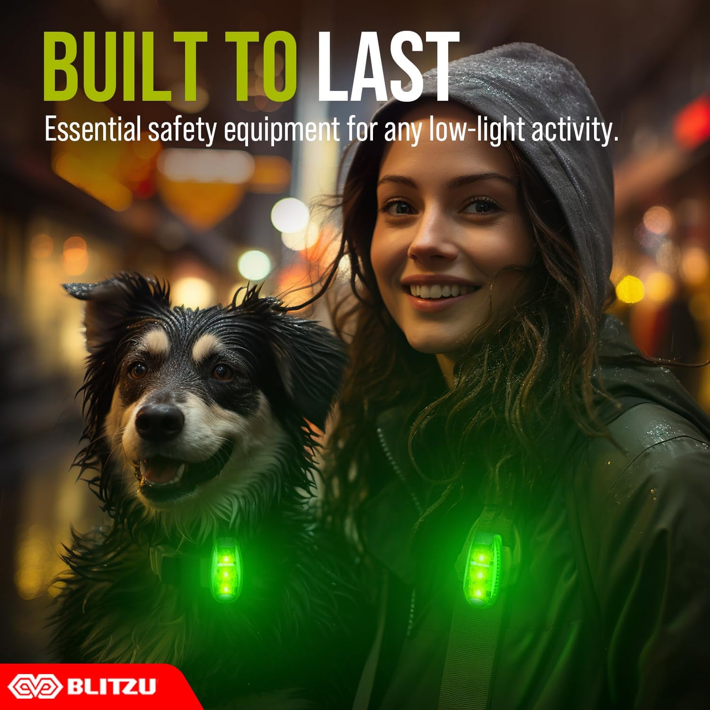 4 Pack LED Safety Light, Clip on Reflective Gear Lights for Walking at Night, Running, Jogging, High Visibility Strobe Light Accessories for Runners, Kids, Hiking, Kayak, Cycling, Camping, Boat Green