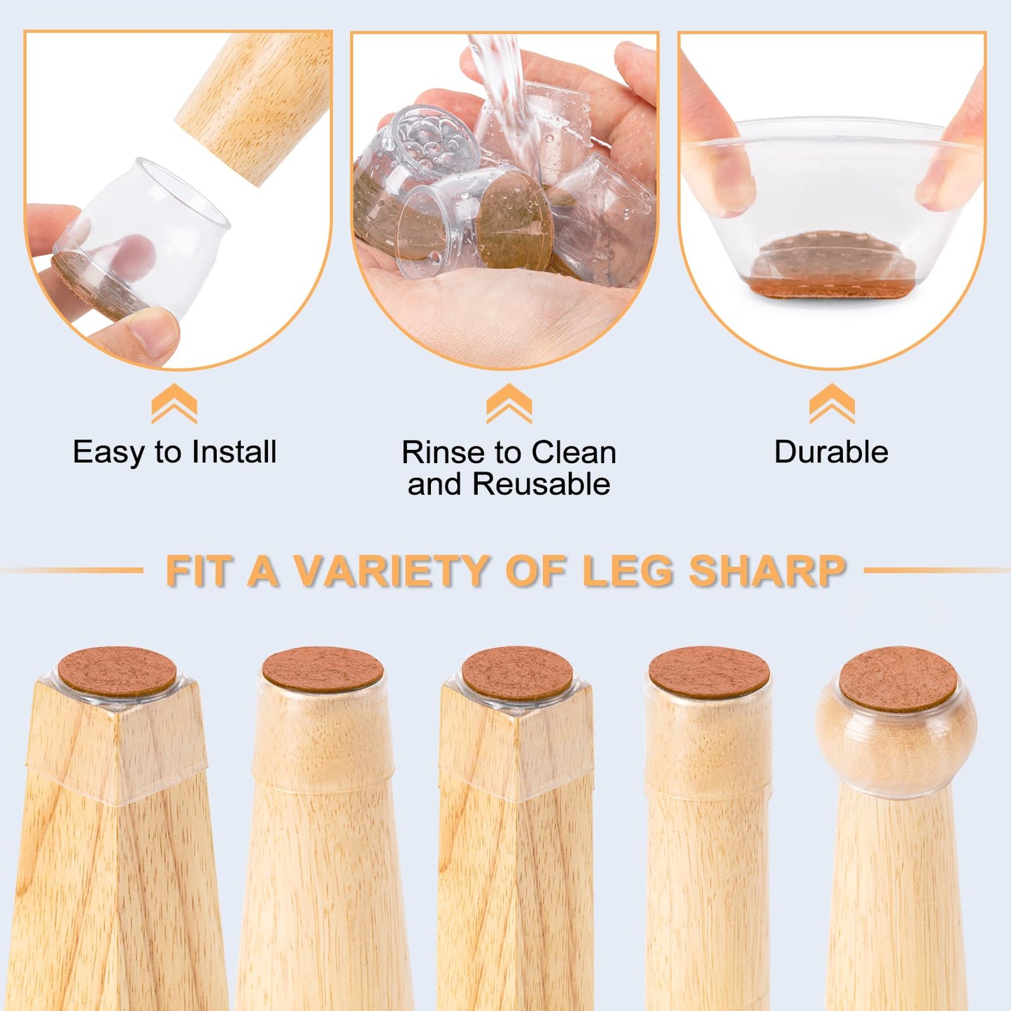 Amrules 36Pcs Round Chair Leg Floor Protectors, Silicone Chair Feet Caps to Protect Tile Floors, Felt Pads Furniture Leg Caps Covers from Scratches and Noise (Brown,Large Fit: 1.3"-2")