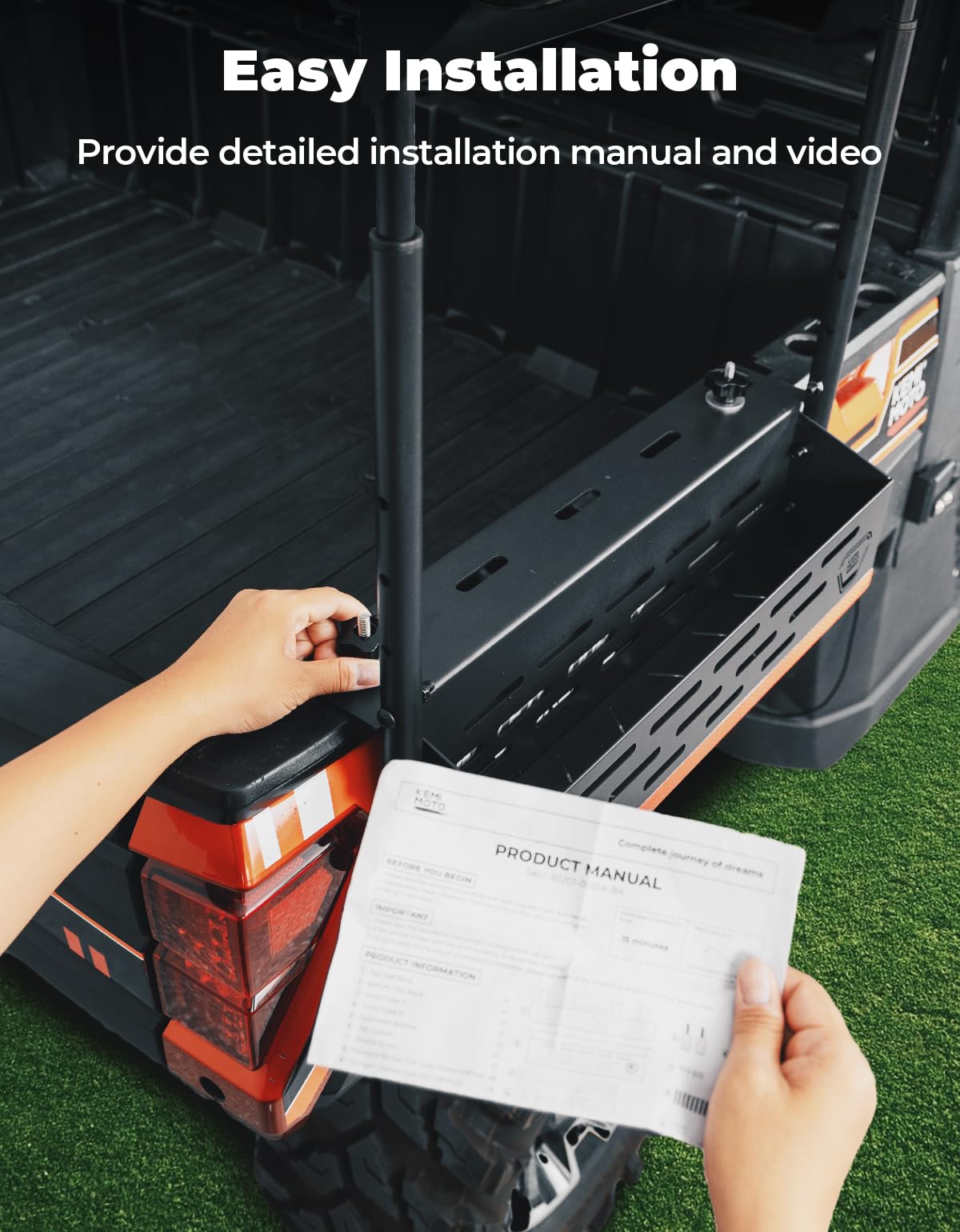 KEMIMOTO UTV Tool Rack Secure Various Tools Compatible with Polaris Ranger 1000/ XP 1000/ XP 900 2013-2025, Easy Installation Tool Carrier Support 133 lbs UTV Tool Holder Accessories Replace #2881533