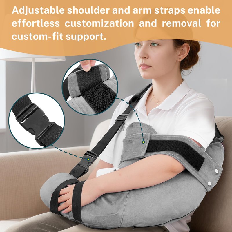 KUAZIDAR Shoulder Pillow Rotator Cuff Pillow - Arm Sling Side Sleeper Pillows for Adults, Post Shoulder Surgery Rotator Cuff Brace, Neck, Shoulder Pain, Post surgery gifts (Gray with strap)
