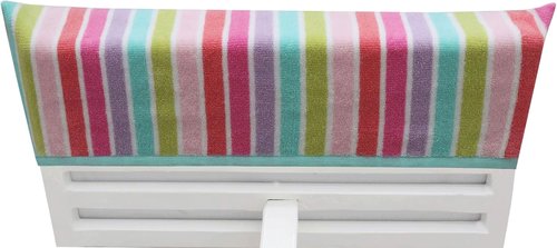 COTTON CRAFT Pool Lounge Chair Cover - Soft 100% Cotton Dobby Terry Stripe - Oversized 32" W x 82" L x 7" Pocket - Pink Multi