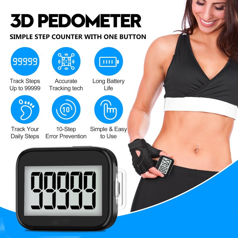Simple Step Counter with Removable Clip and Lanyard