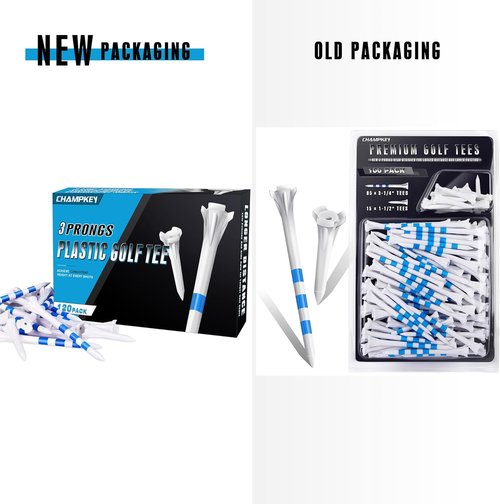 CHAHMPKEY Premium 3-Prong Plastic Golf Tees 3-1/4" 120 or 100 Pack- 40% Reduced Ball Contact with High Stability and Long Distance Performance Golf Tees Plastic