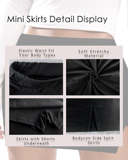 DooMoni Women's Mini Skirt - Mid Waist Bodycon Pencil Skirt with Side Split | Y2K Style