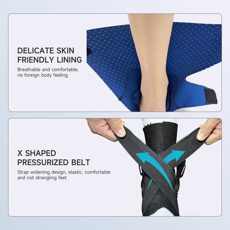 Hocafer Left Ankle Brace for Women & Men - Ankle Support Sprained Ankle Brace for Achilles,Tendon,Sprain,Injury Recovery,Ankle Support Brace for Running, Basketball, Football (Black,L,Left)