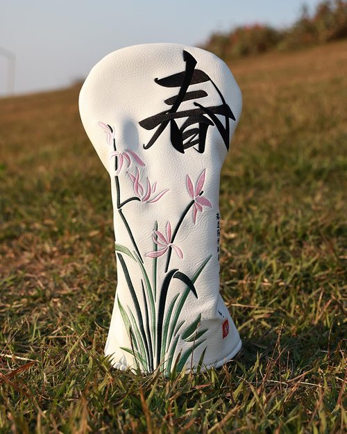 Orchid Golf Head Covers, Floral Style Driver Headcover, Unique Design Driver Head Cover, Golf Club Covers Funny, PU Leather and Advanced Embroidery with Soft Inner Lined for Most Brands - Spring
