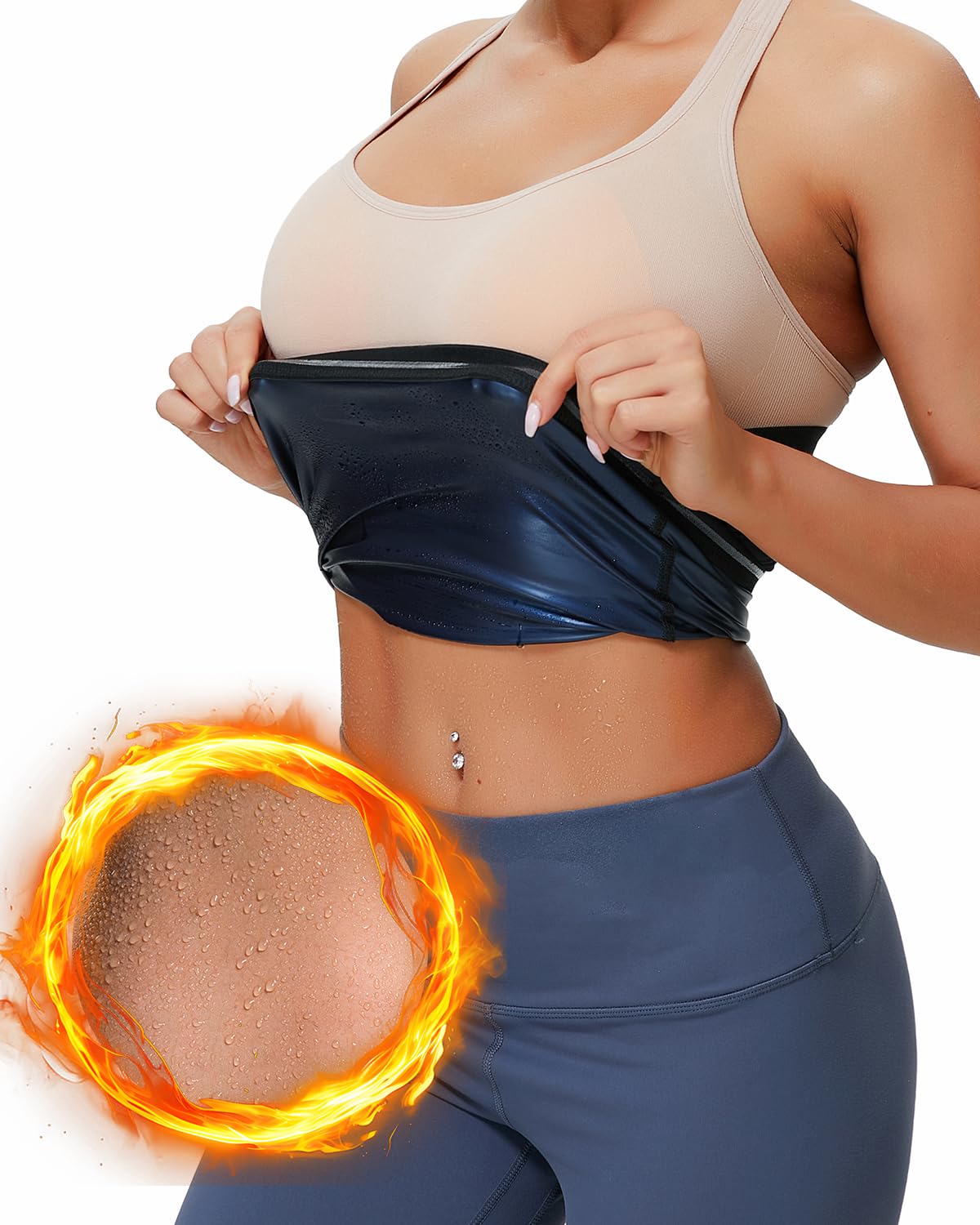 Dulchany Sauna Suit Waist Trimmer for Women Waist Trainer Sweat Band for Stomach Belly Thermo Slimming Belt Workout Blue