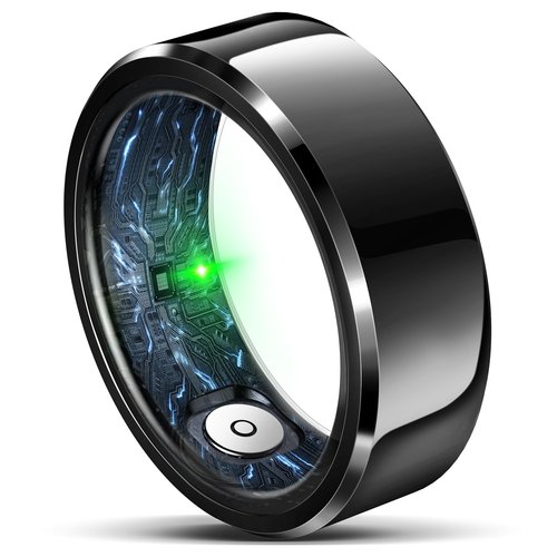 RIFESI Smart Ring for Women Men,Fashion Modern Minimalist Fitness Ring& Sleep Tracker Ring with Heart Rate,Blood Pressure,5ATM Waterproof Health Ring,No Subscription, Gift(Black,Size 9)