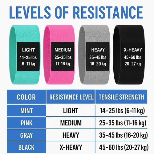 Booty Bands, Fabric Resistance Bands for Working Out, 4-Level Non-Slip Workout Bands with Exercise Guide, Hip and Glute Training Equipment for Home Gym, Teal Pink Gray Black