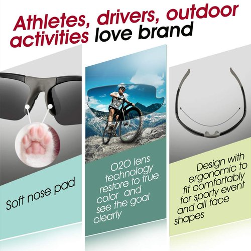 O2O Polarized Sport Sunglasses for Men Women Teens Biking Driving Golf Baseball Cycling Fishing Running (Matte Black)