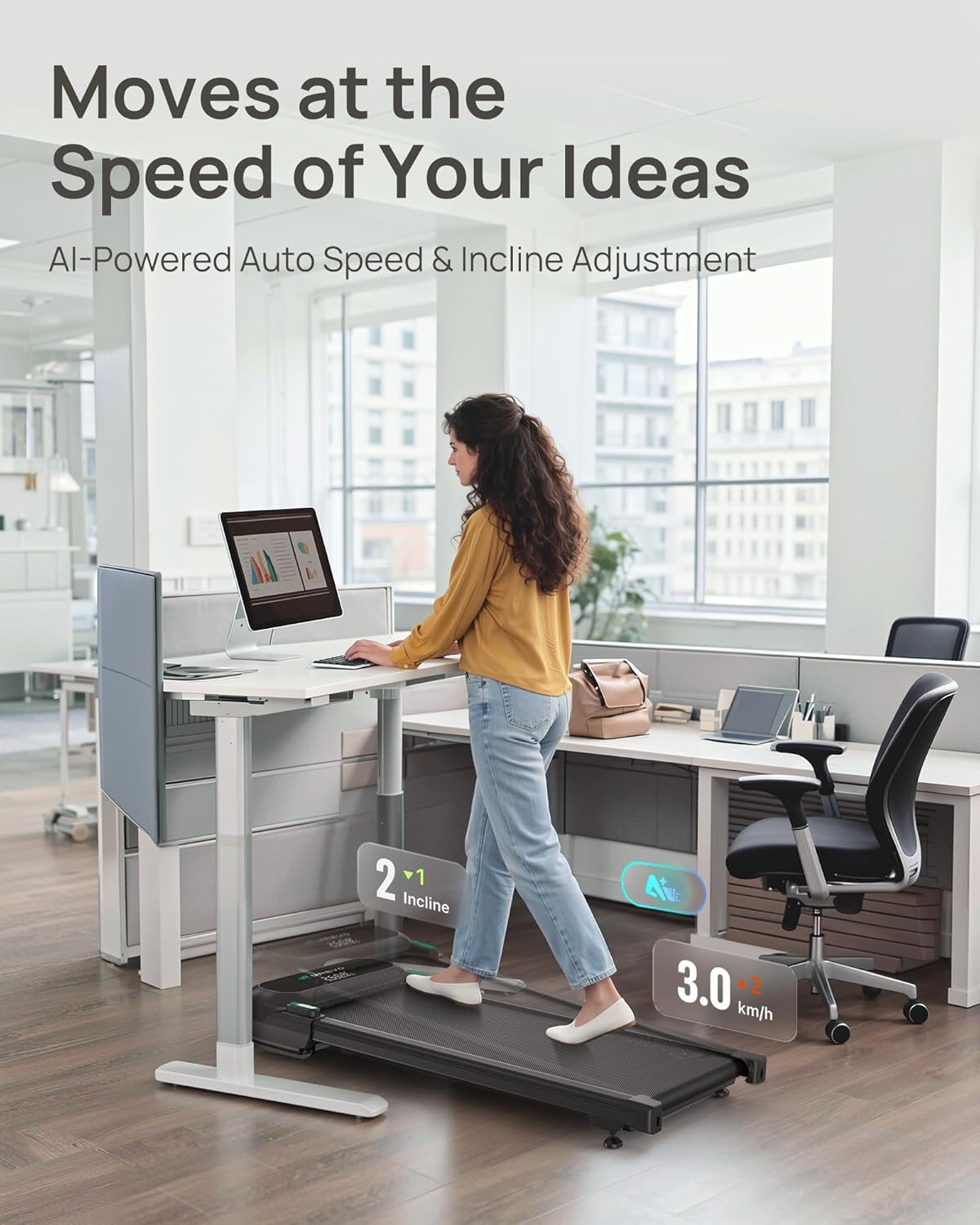 UREVO Auto Incline Treadmill - AI App Control, Quiet Motor, 12-Point Shock Absorption, Ideal for Apartments