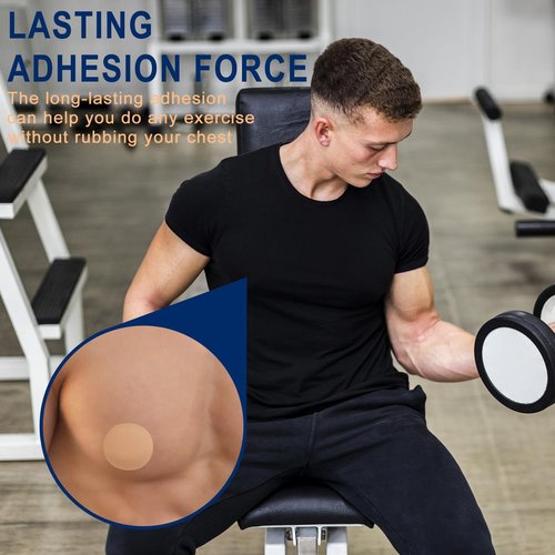 ALIBBON Nipple Covers for Men 50 Pcs (25 Pairs) Anti-Chafing Men's Nipple Covers, Skin Color Comfortable & Breathable, Provide Full Coverage, Stay Last Long, Central Non-Adhesive, Hypoallergenic