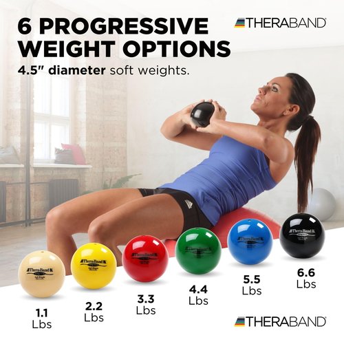 THERABAND Soft Weight, 4.5" Diameter, Weighted Balls for Baseball, Weighted Balls for Softball, Hand Held Ball Shaped Isotonic, Shoulder Strength, Rotator Cuff & Throwing Trainer, Tan, 1.1LB