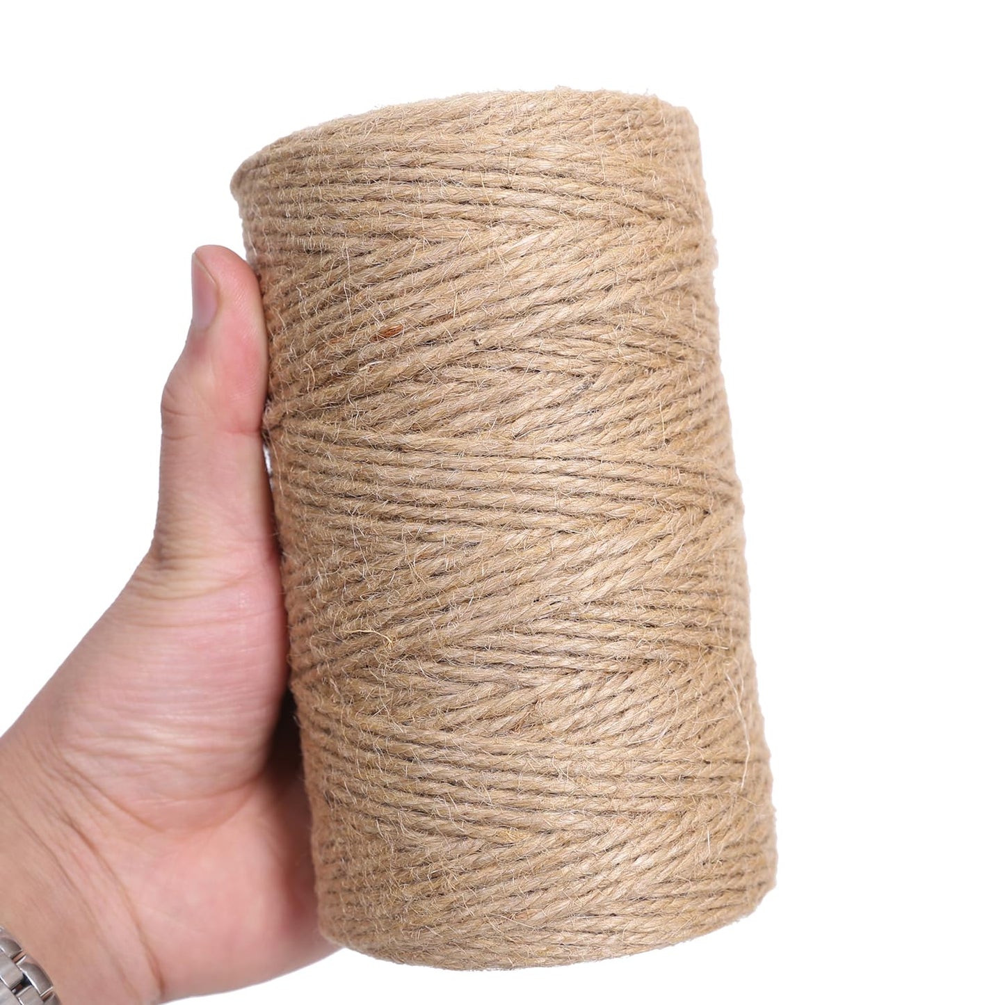 Natural Jute Twine 656ft 3mm,3Ply Twisted Thick Twine Rope Strong Jute String Roll for Crafts Gift Wrapping Gardening Home Decor Bundling Cat Scratching Post