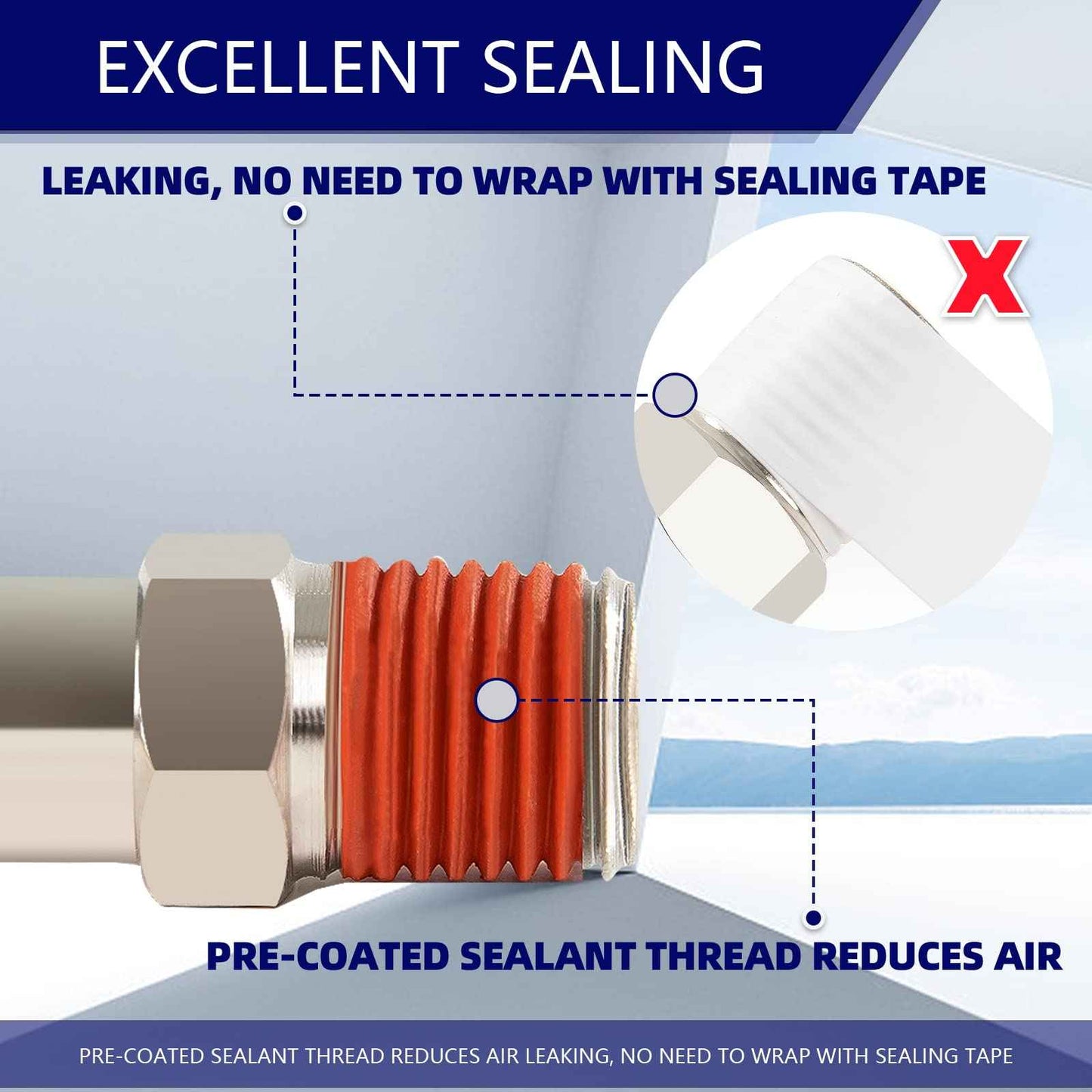 ChillWaves Automotive T-Style Air Plug, 1/4" NPT Male Pneumatic Plugs, Air Compressor Accessories Fittings(20-PACK)