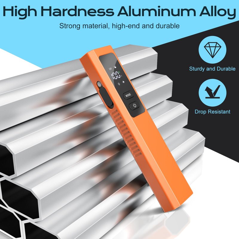 Acoszero EDC Flashlight 4 in 1 Pocket Magnetic Slim Flat Flashlight High Lumens Work Light with Green Beam & UV Light & Warning Light Combo EDC Rechargeable LT-010 (Orange Color)