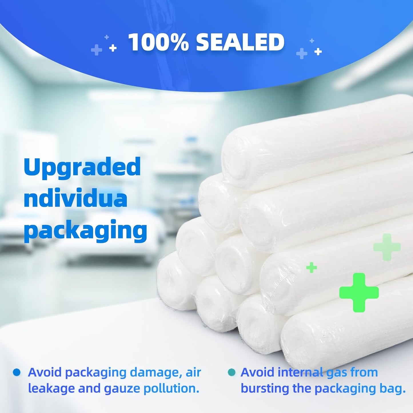 Skiennix Premium Stretch Bandage Wrap - 32 Pack Gauze Rolls, 4" x 4.1 Yards, Latex-Free First Aid Supplies