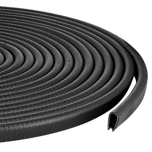 Sanbege Rubber Edge Trim Guard 32.8ft/10m, Adhesive Free Door Edge Protector, U Shape Edge Seal Strip with Embedded Metal Clips Fits 3/64" to 1/4" Thick Edges (Black)