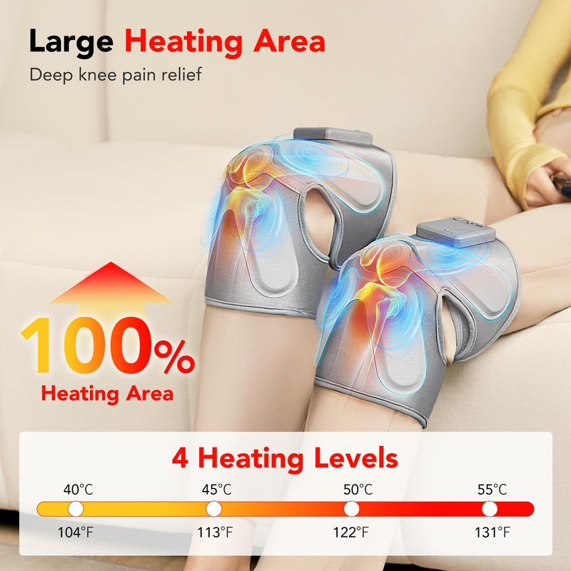 SKG Cordless Knee Massager with Heat Vibration for Pain Relief, Electric Heated Knee Brace with 4 Heat Levels and 3 Massage Modes, Portable Knee Massager for Joint Pain, Gifts for Men Women, W3 Pro
