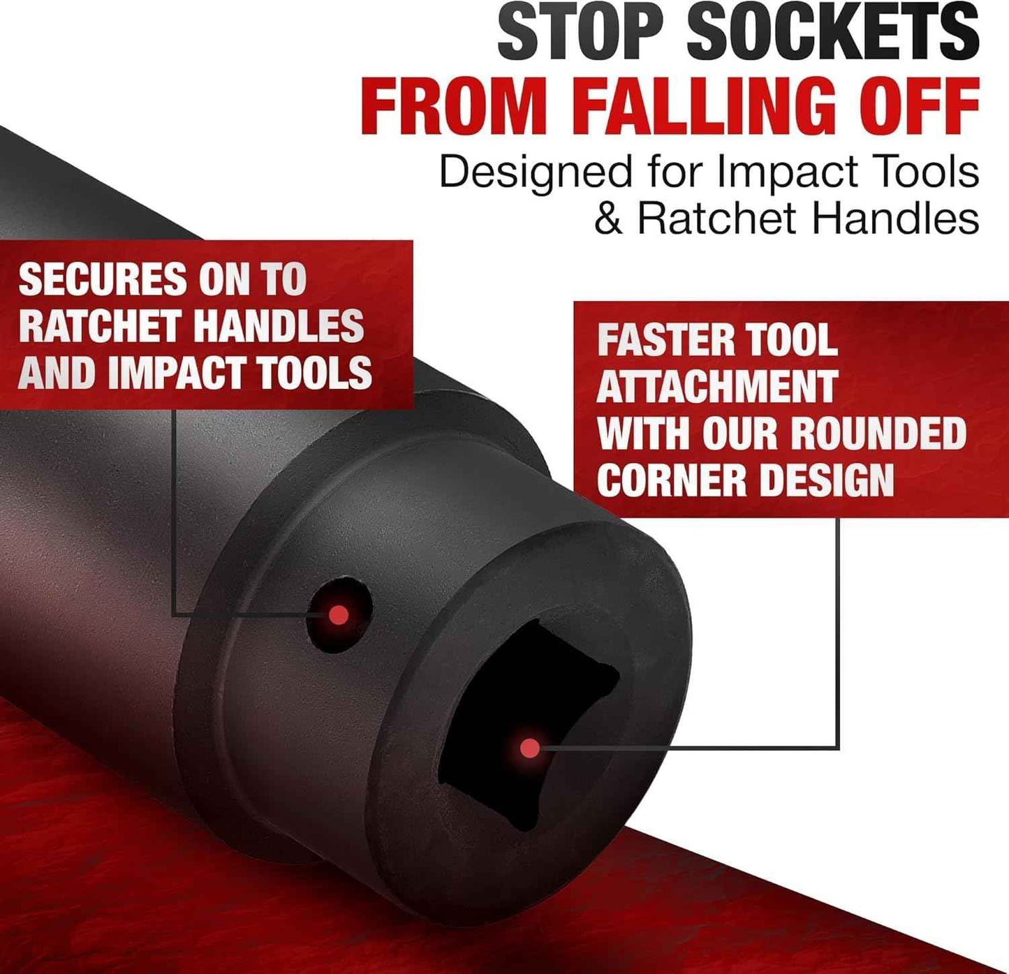 TIGHTSPOT 1/2 Inch Drive - 1 3/4 Inch Deep Impact Socket with Anti-Rounding 6 Point Design, Heat-Treated CRMO Steel
