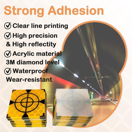 100PCS 60MM Reflector Targets for Total Stations Paste Up Reflector, Survey Target Mark,Total Stations Reflective Sheet,Yellow