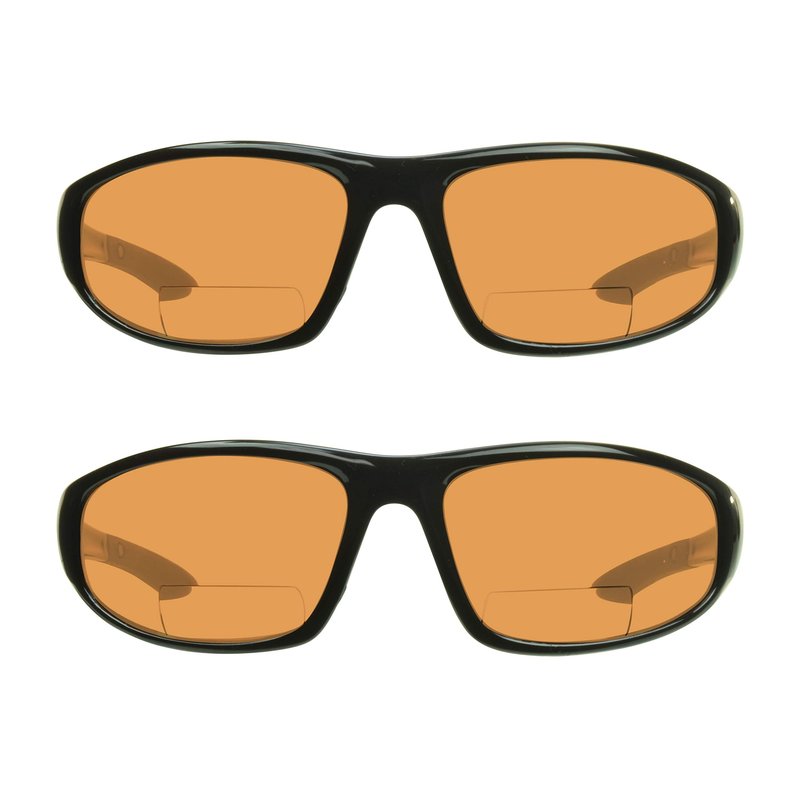 proSPORT Bifocal Sunglasses, +2.0 HD Amber Lenses Blue Light Blocking, Improves Sleep, Sport Wrap Frame, Small to Medium Fit - 2 Pack