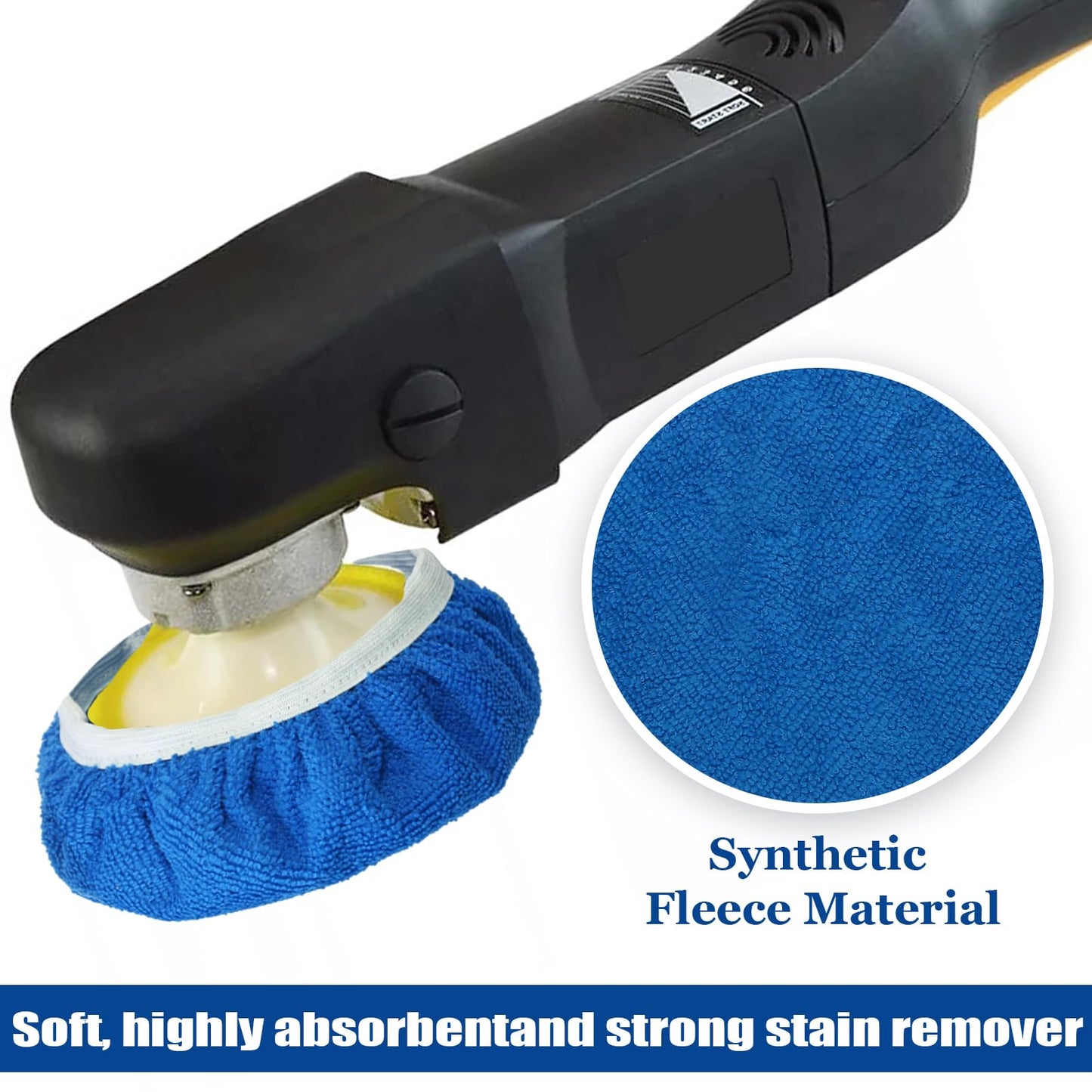 Qjaiune 6 PCS Car Buffing Pads for 9-10 Inch Orbital Polisher, Microfiber Polishing Pad Buffer Polisher Bonnets, 9-10 Inch Polishing Pads Cover Waxing Pads for Car Detailing (Blue)