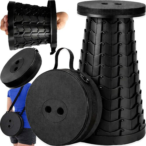 Collapsible Stool with Capacity 550lbs Portable Stools for Adults Heavy Duty, Adjustable Height Telescoping Folding Stool, for Fishing,Camping, Hiking and Outdoor Travel