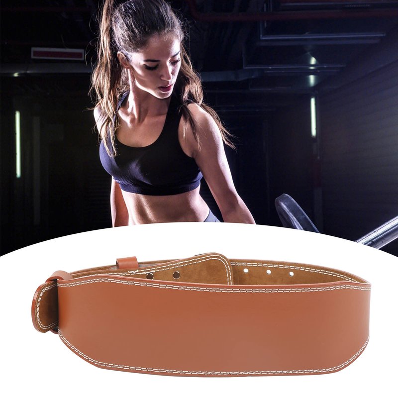 Weight Lifting Belt, Imitation Cowhide Weightlifting Waist Belt Widen Gym Belts for Weightlifting Powerlifting Strength Training Squat Deadlift Workout Waist Support(Brown)