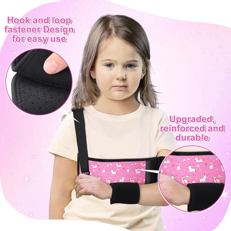 Evervibe Kids Arm Sling Pediatric Shoulder Immobilizer Collarbone Brace Elbow Support Arm Bands Elbow Wrist Sling for Toddler Boy Girl Broken, Fractured Injury(Unicorn Style)
