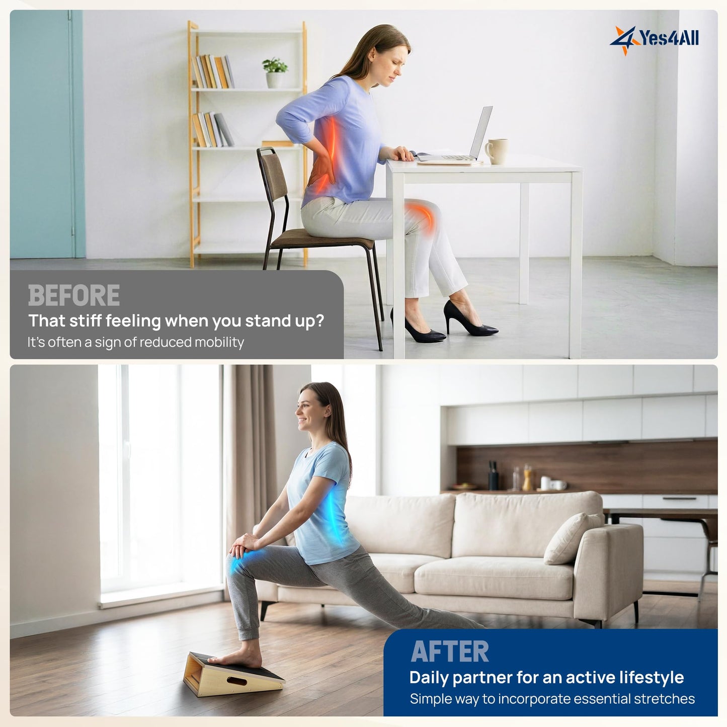 Yes4All Professional Incline Board, Slant board calf stretching, Squat Wedge and Anti-Slip Surface, Portable Side Handle Design for Easy Movement
