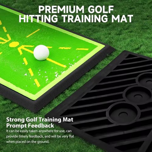 Golf Practice Mats, Golf Hitting Swing Path Mats Feedback with Non-Slip Rubber Backing, Swing Training Accessories