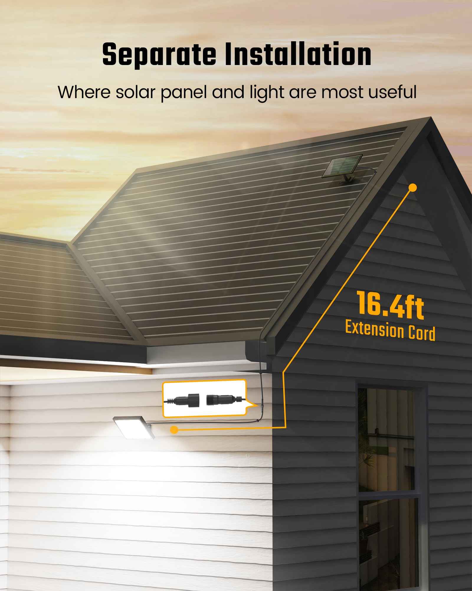 SUPERDANNY Solar Outdoor Flood Lights with 113 Bright LEDs, Motion Sensor Dusk to Dawn Outside Flood Lights with 16ft Cable IP65 Waterproof, Security Light for Garden Barn Porch 4 Pack