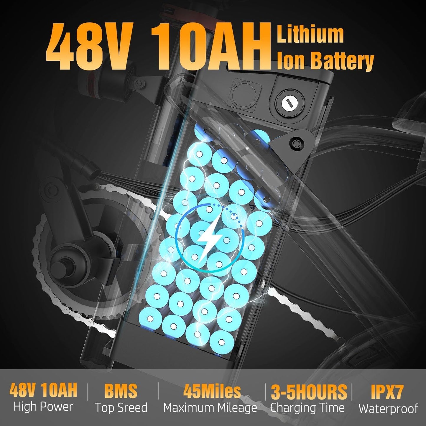 AZHAR Foldable Electric Bike - 1200W Peak Motor, 25 MPH Speed, 45 Miles Range | Compact & Portable Design