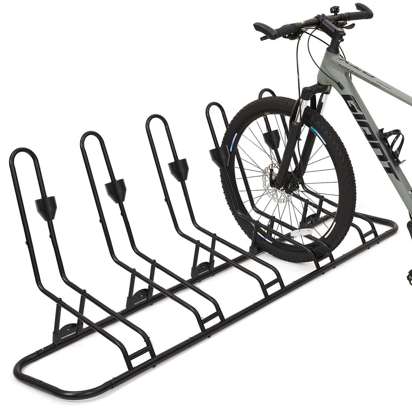 Kingarage Floor Bike Rack for 5 Bikes, Safeguard Disc Brakes & Derailleurs Design, Waterproof Bicycle Stand Indoor/Outdoor/Garage Use, Fits 12"-29" Tires, Upgraded 0.63" Steel Tubes for Stability