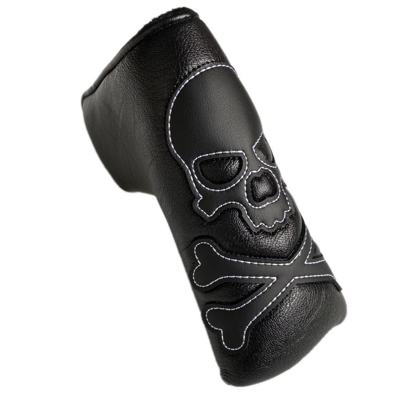 Skull Black Golf Blade Putter Head Cover Headcover Magnetic - Cool Golf Putter Cover Club Protective Case for Men - Synthetic Leather Putter Headcover