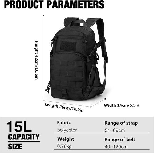 Mardingtop Small Tactical Backpack - Versatile Molle Design for Hiking & Cycling | 15L/25L Options