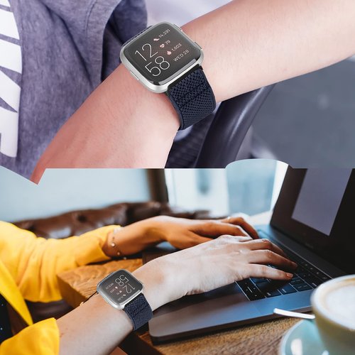 XFYELE 5 Pack Adjustable Elastic Watch Band Compatible with Fitbit Versa 2 Band Women Men, Soft Loop Stretchy Nylon Sport Straps Replacement Wristbands